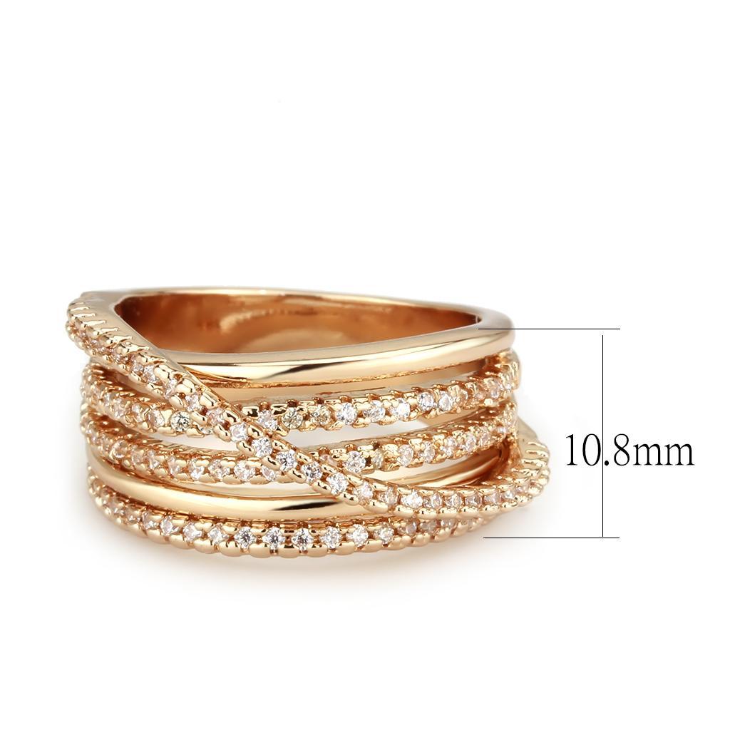 3W1586 - Rose Gold Brass Ring with AAA Grade CZ in Clear-1