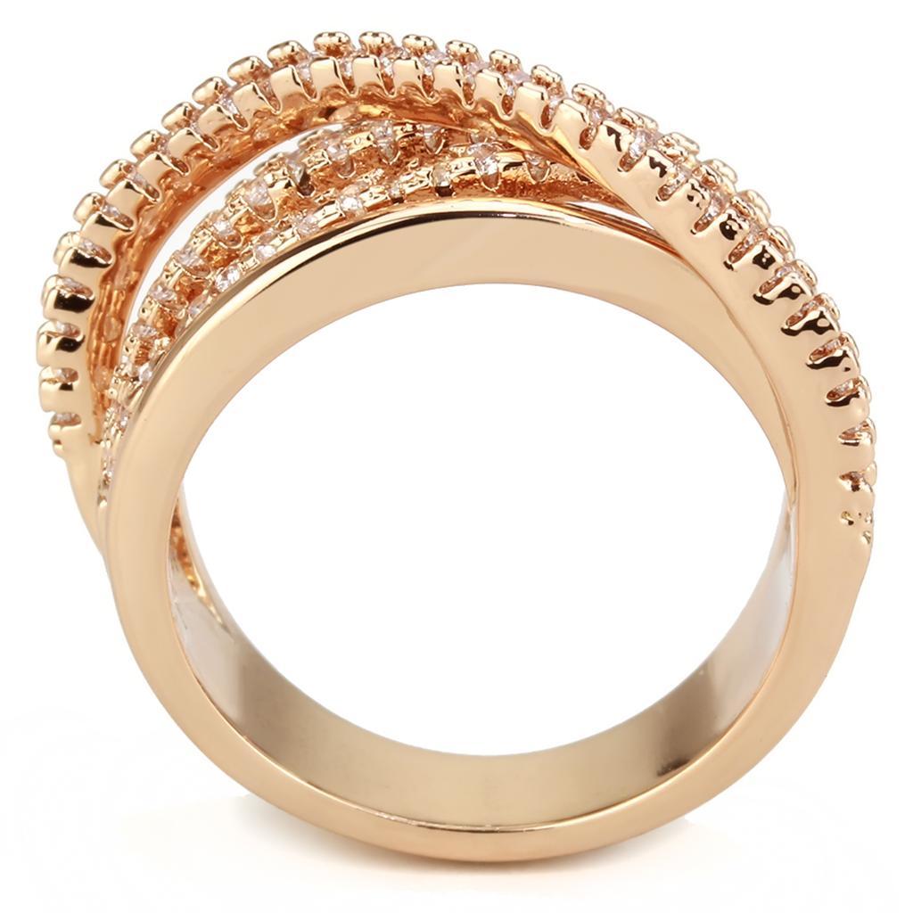 3W1586 - Rose Gold Brass Ring with AAA Grade CZ in Clear-2
