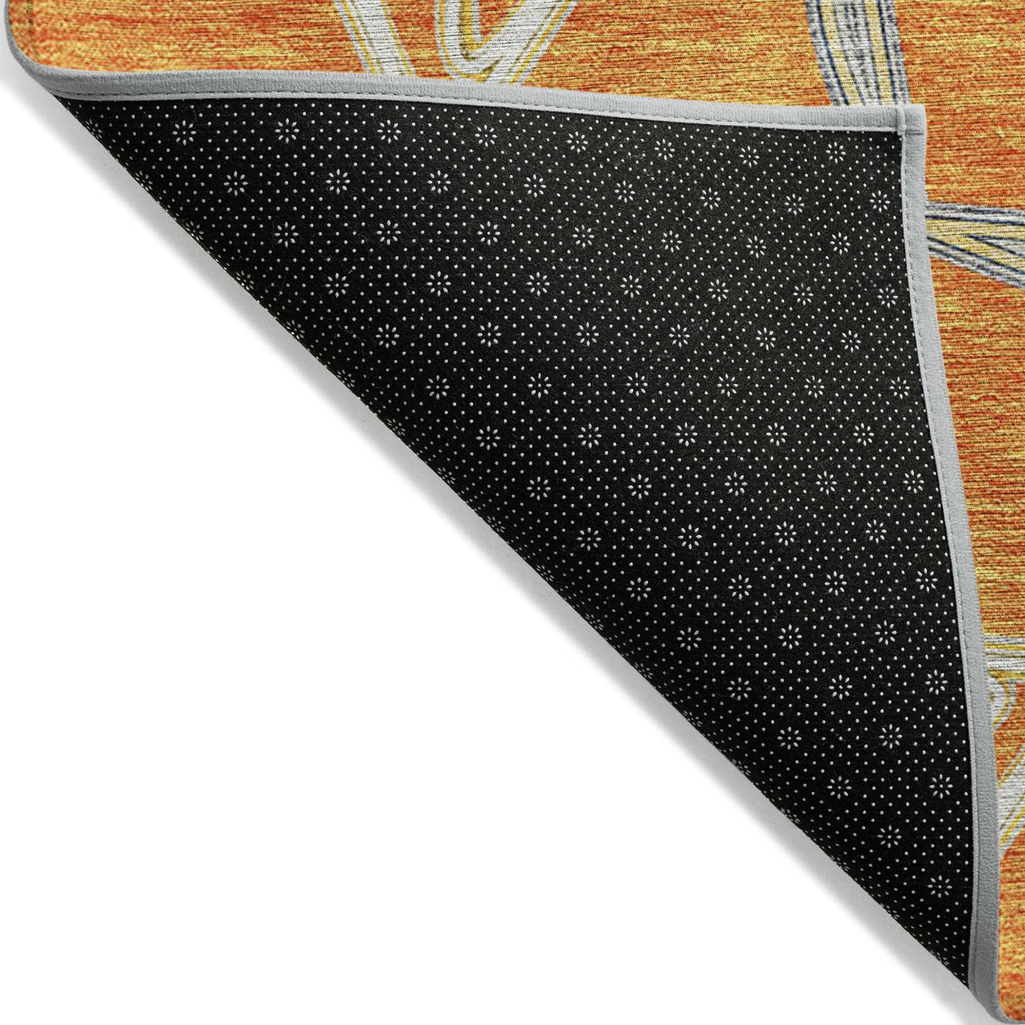 5' X 8' Orange And Blue Geometric Washable Indoor Outdoor Area Rug-7