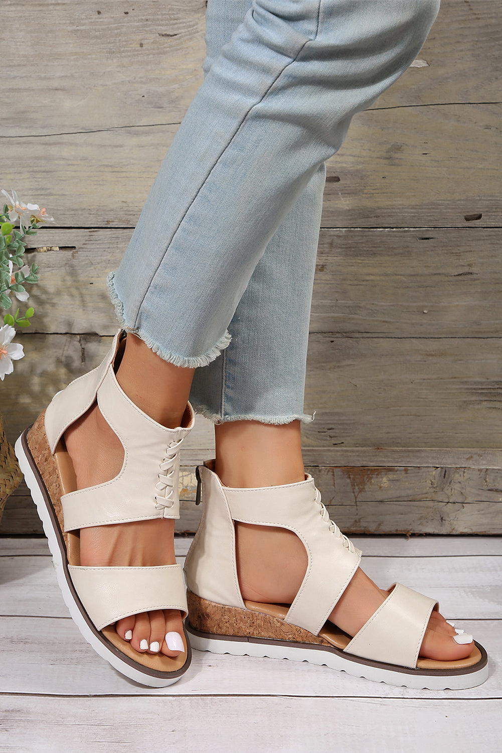 Nora Crisscross Hollowed Gladiator Sandals-5