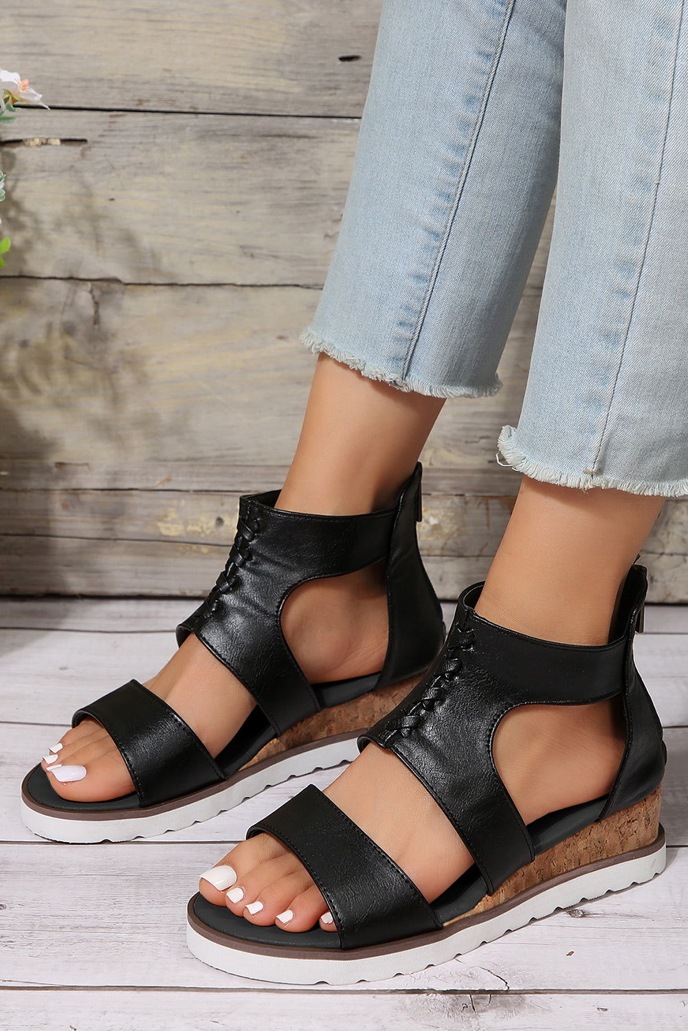 Nora Crisscross Hollowed Gladiator Sandals-2